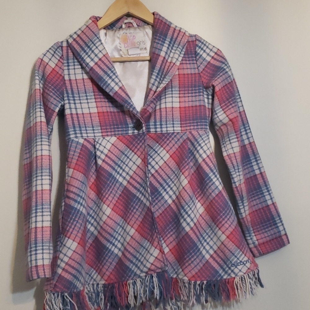 Billabong Girls Wool Bleand Plaid Coat